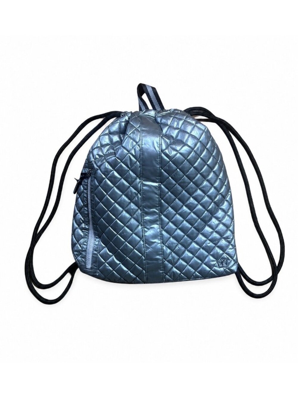 Oliver Thomas backpack Pull Tight Chrome Silver Red Liner Quilter Puffer Cinch